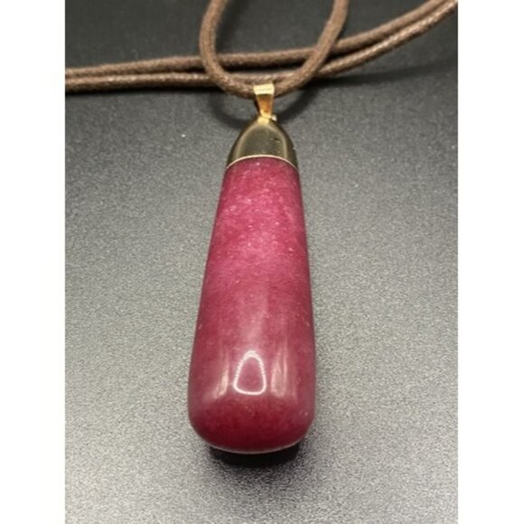 Necklace Large Dark Pink Dragon Vein Agate 26 Gram Teardrop Pendant Nylon Cord - Picture 3 of 7